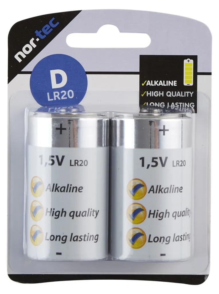 Batteri 1,5V, LR20 Pk a 2 stk