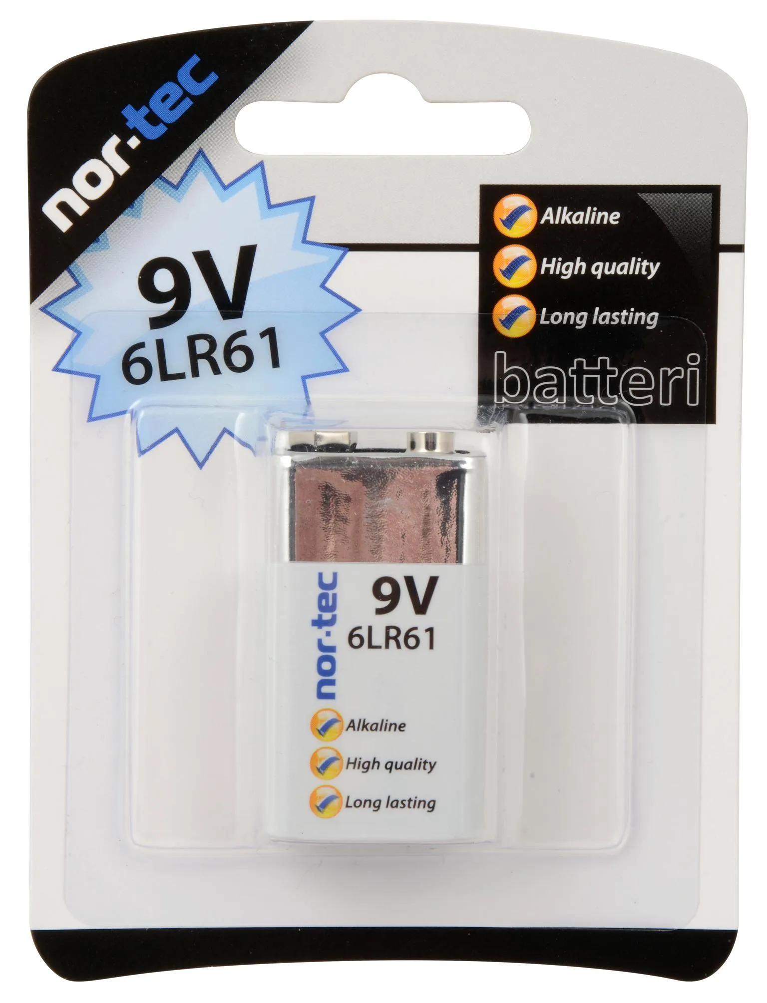 Batteri 9V, 6LR61 alkaline
