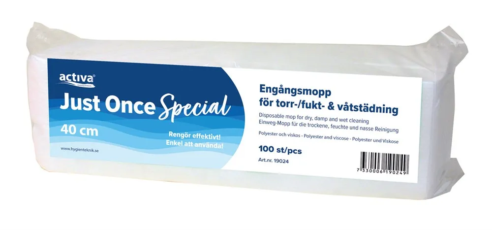 Activa Just Once Special engångsmopp 40 cm *pk a 100 stk