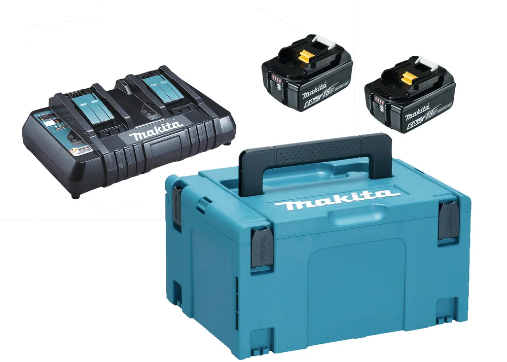 Makita Batterisett 6,0Ah LXT ®Dobbelt hurtiglader og to 6,0Ah batterier