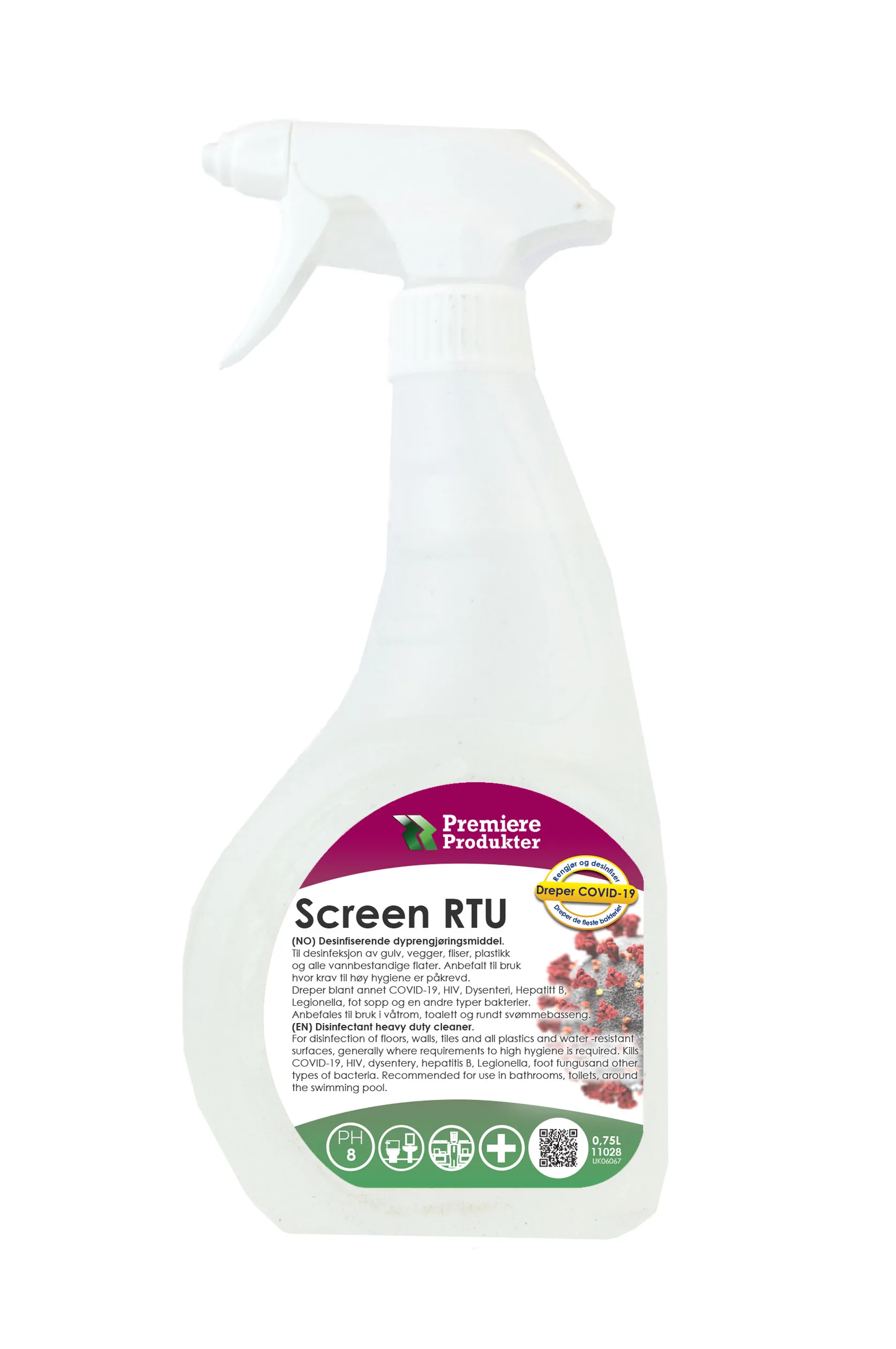 Screen kraftig desinfeksjonsmiddel spray RTU *fl a 0,75 lt