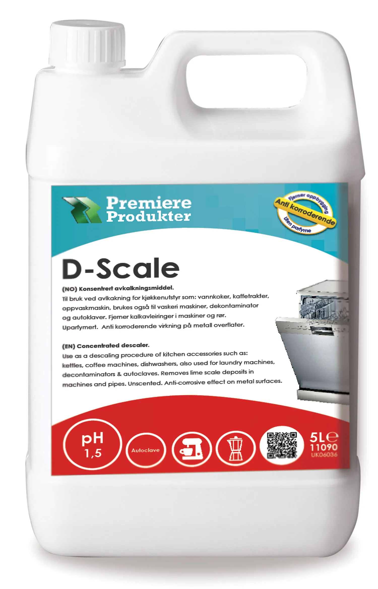 D-scale -Avkalkningsmiddel for kjøkken- og vaskerimaskiner * kn a 5 lt.