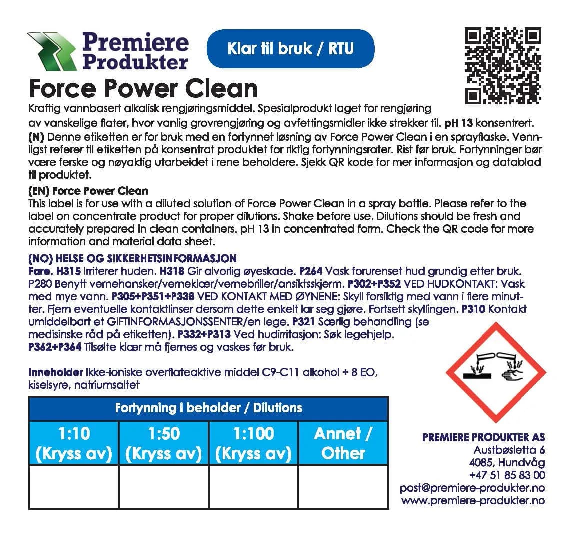 Klistermerke små FORCE POWER CLEAN