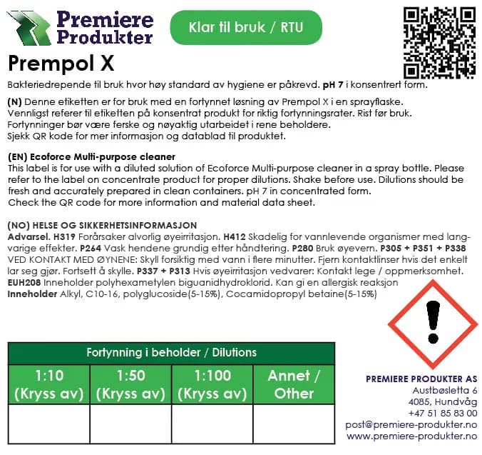Klistermerke små PREMPOL X