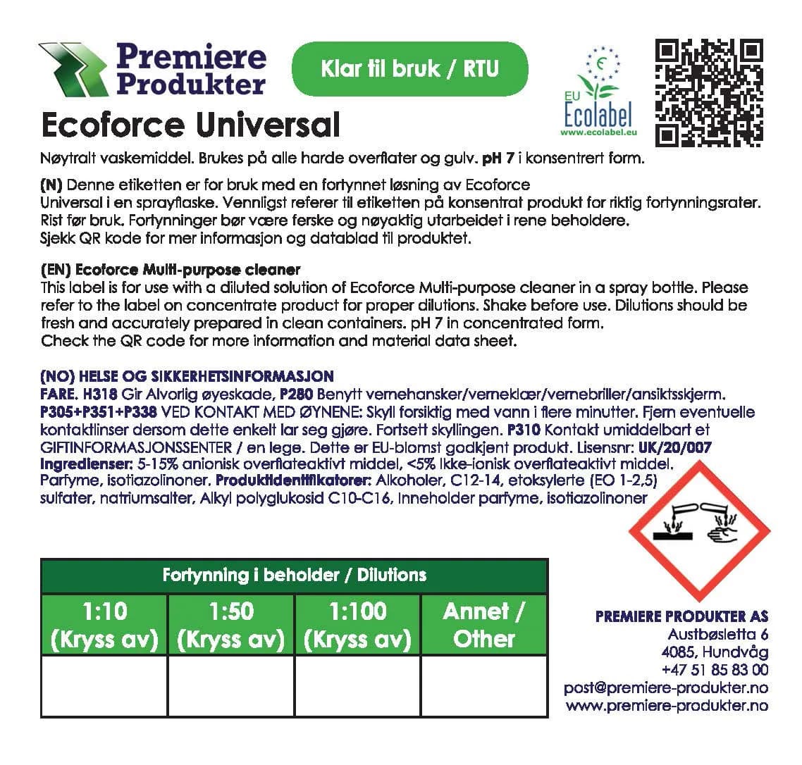 Klistermerke små ECOFORCE Universal