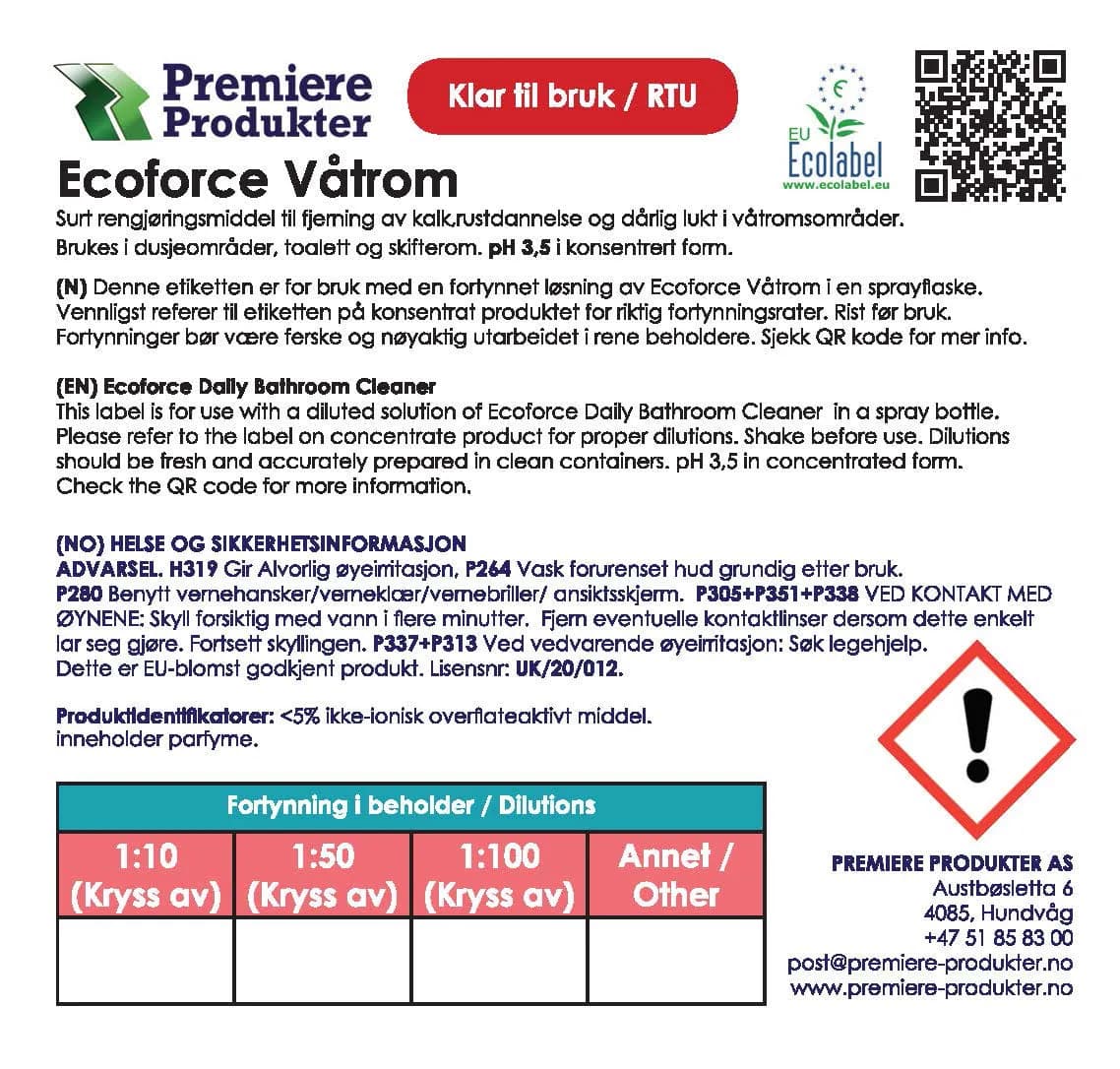 Klistermerke små ECOFORCE Våtrom