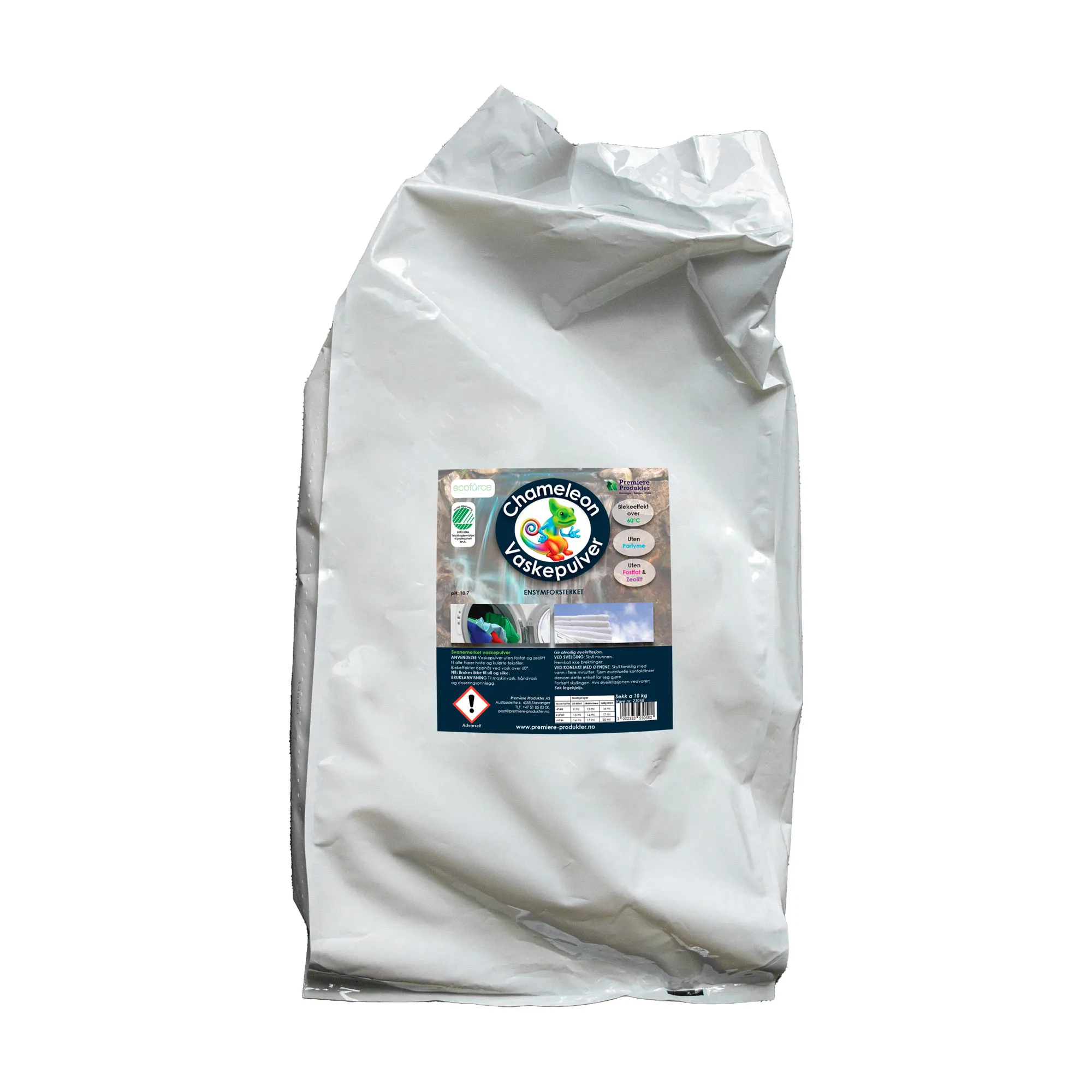 CHAMELEON Vaskepulver - Uten Parfyme * sekk a 10 kg