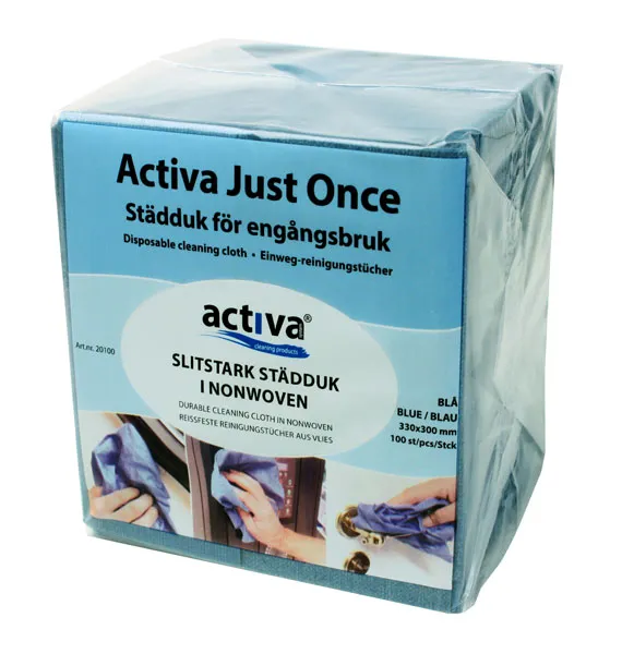 Just Once Blå Non Woven klut 33x33cm *pk a 100 stk