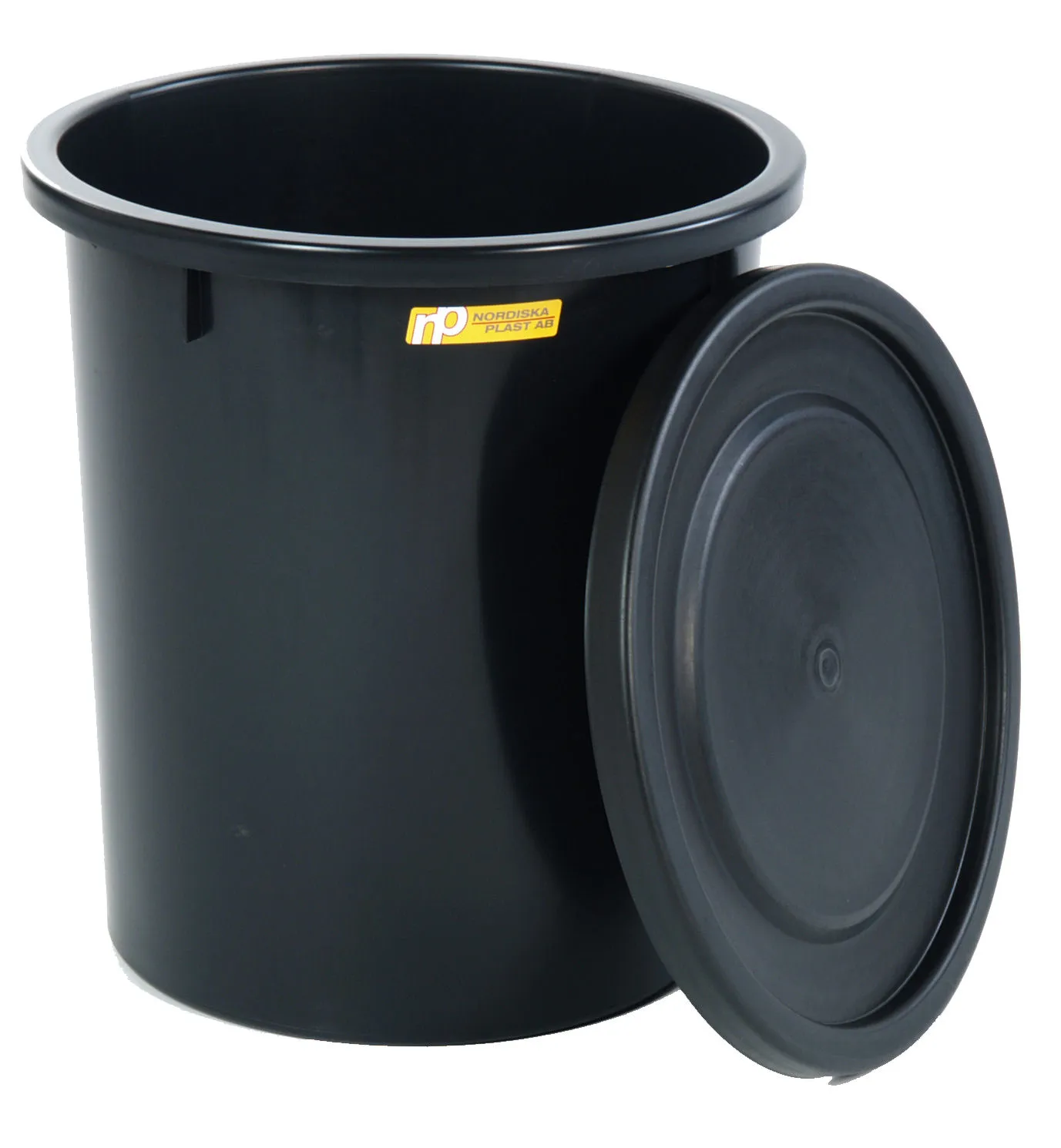 Plast avf.dunk 35lt Sort m/lokk