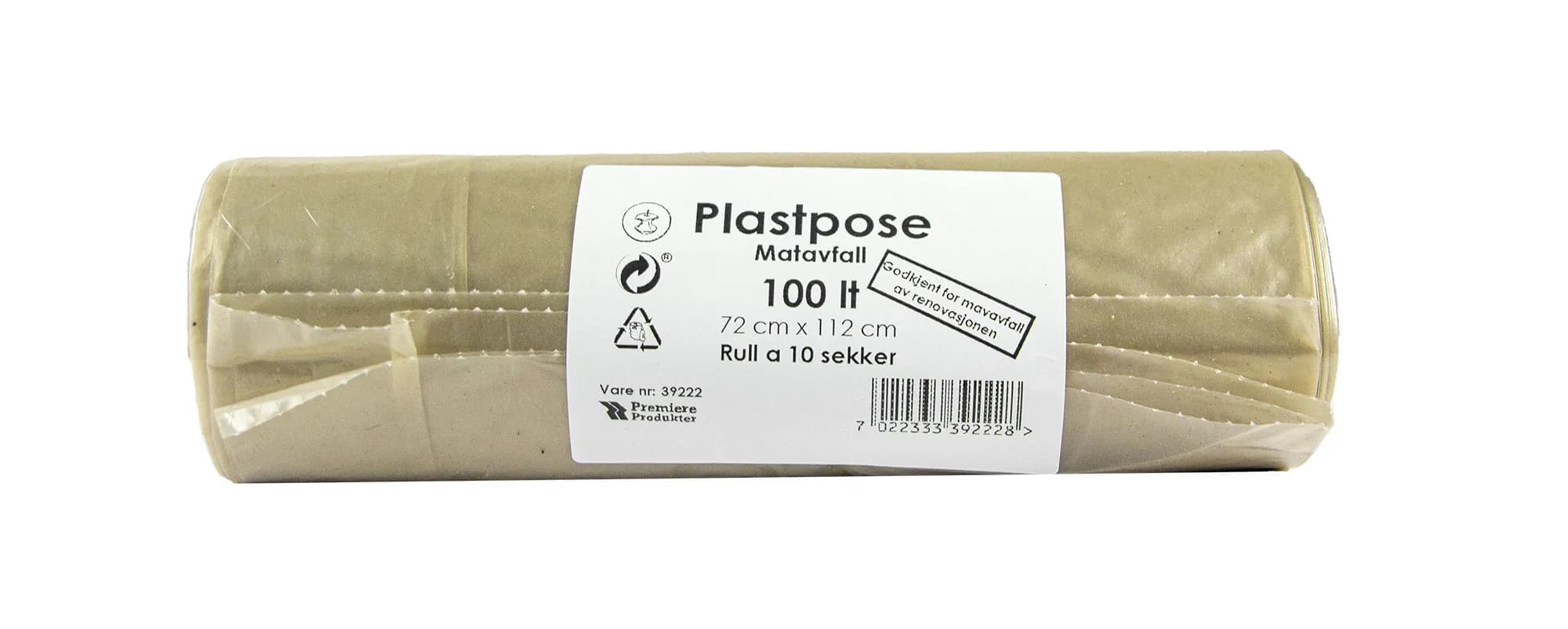 Plastpose matavfall 72x112cm, 100 lt *rll a 10 stk