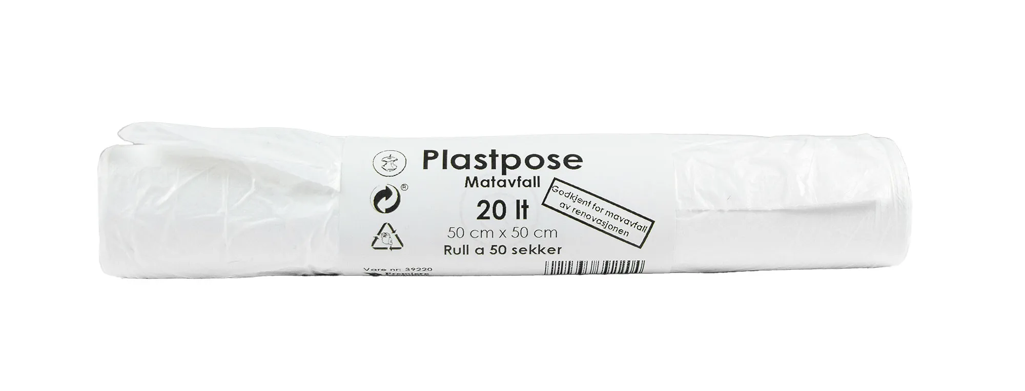 Plastpose matavfall 50x50cm, 20lt *rll a 50 stk